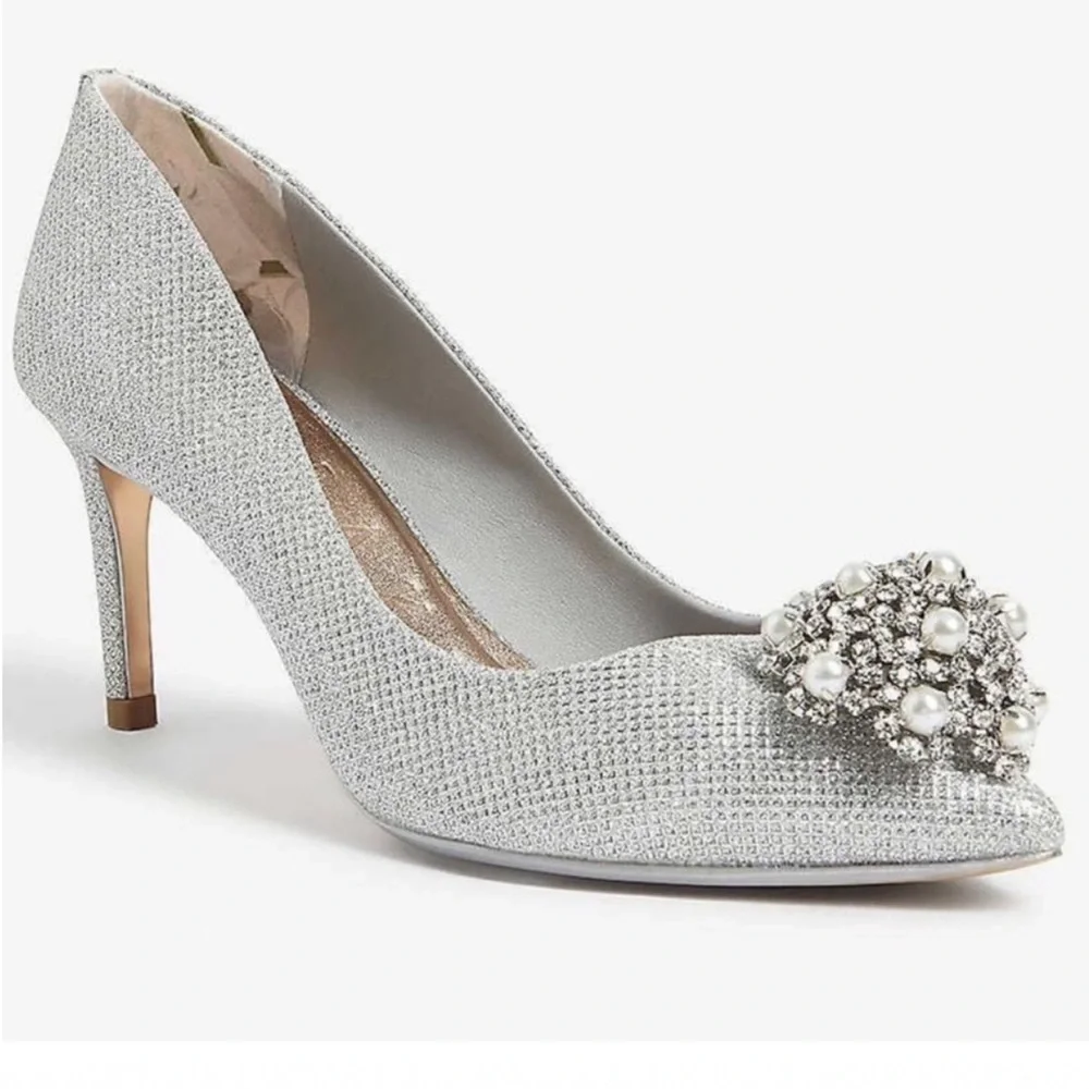 Ted Baker Darlill Metallic Brooch Heel Pump Silver Ted Baker London - Picture 2 of 16